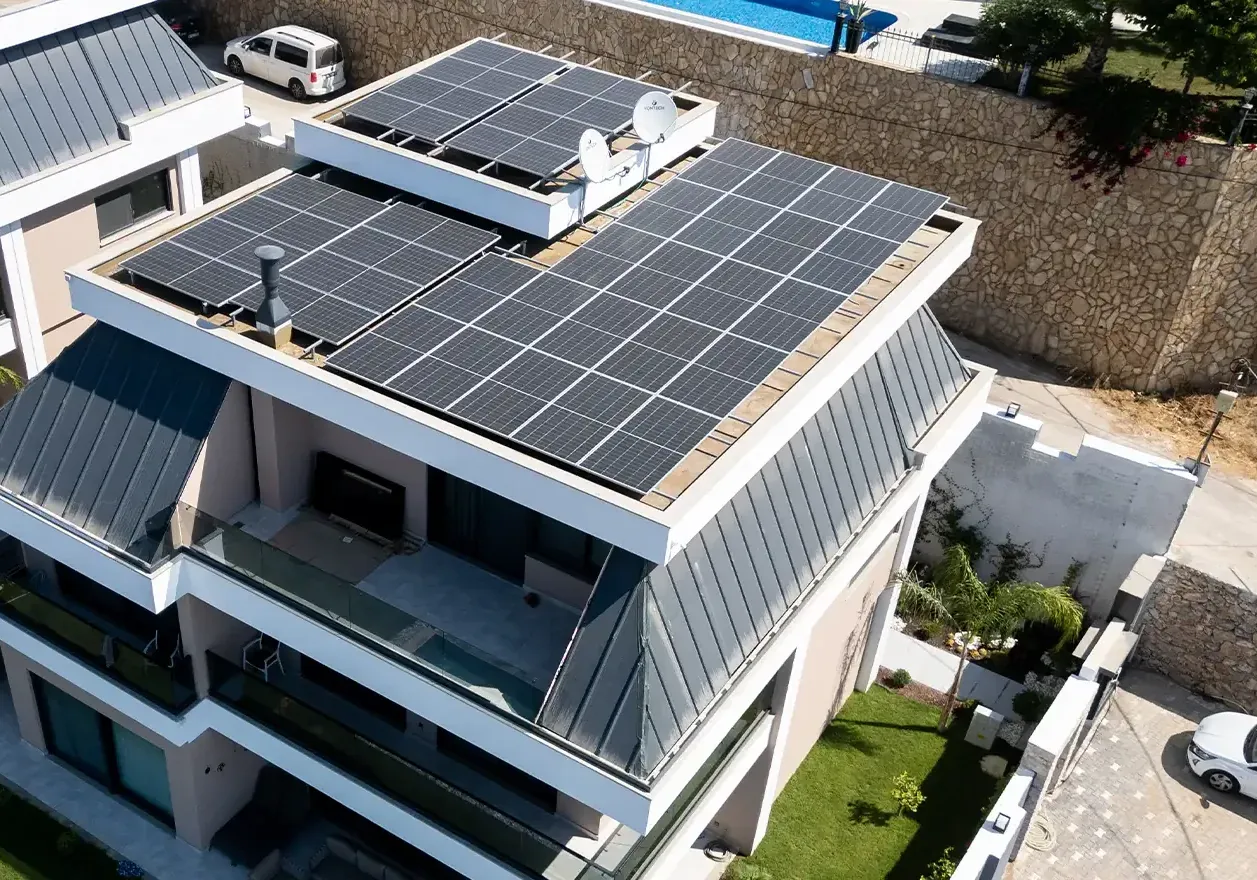 Solar array on the roof of Villa Serena