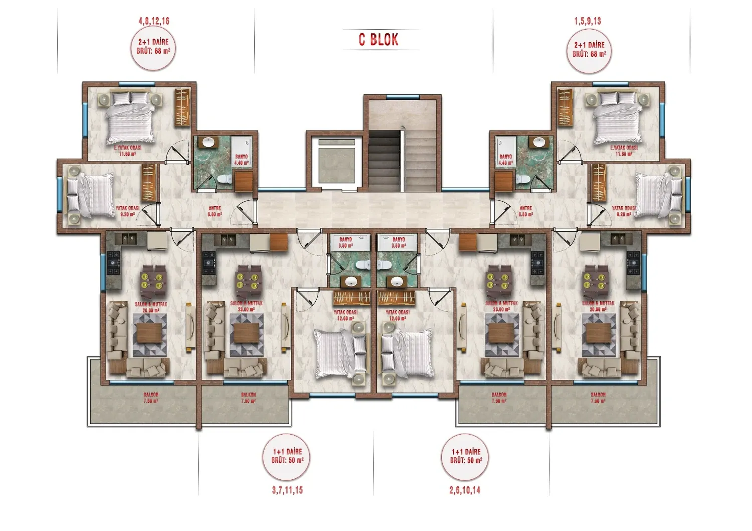 C Block floor plan, Çarşı 3