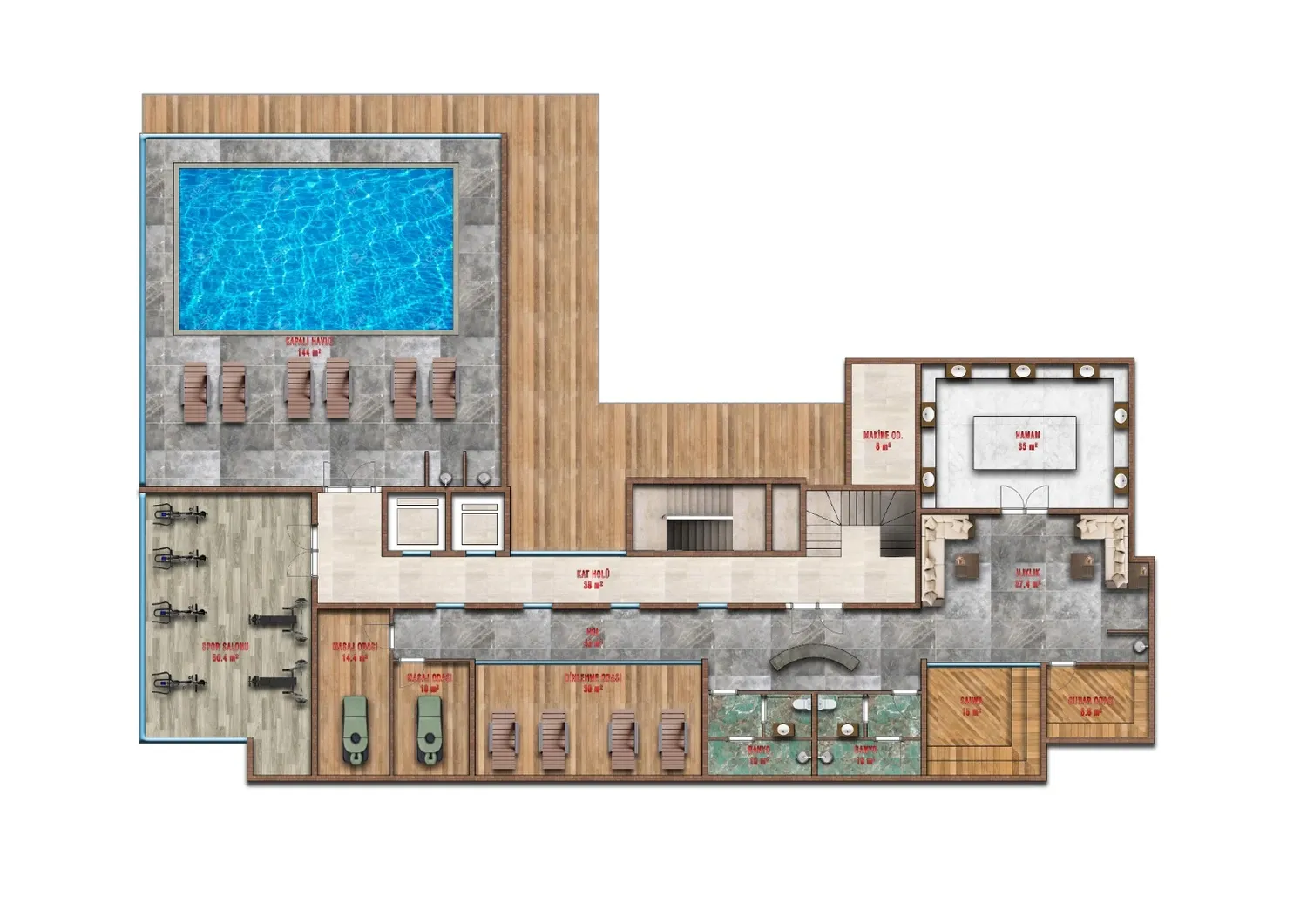 Spa level floor plan, Çarşı 3
